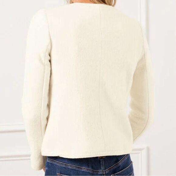 Talbots Berkshire Wool Blend Crop Blazer Jacket Cream Women 8 NWT Business - Picture 8 of 8